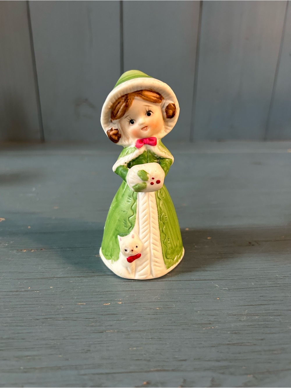 JASCO Vintage 1978 Merri Bells Bisque Porcelain Girl Holiday Decor w/Cat